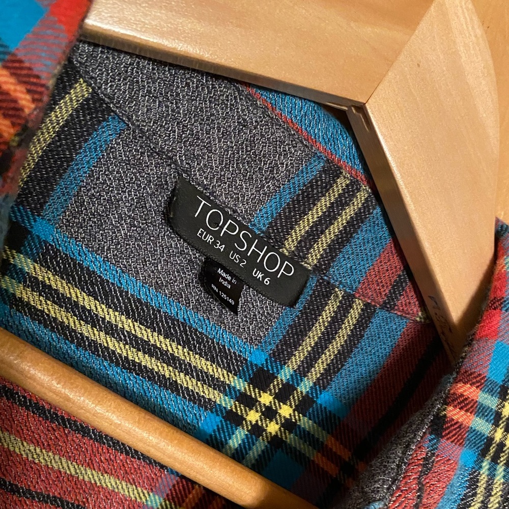 Topshop Button Down Plaid Crop - image 3